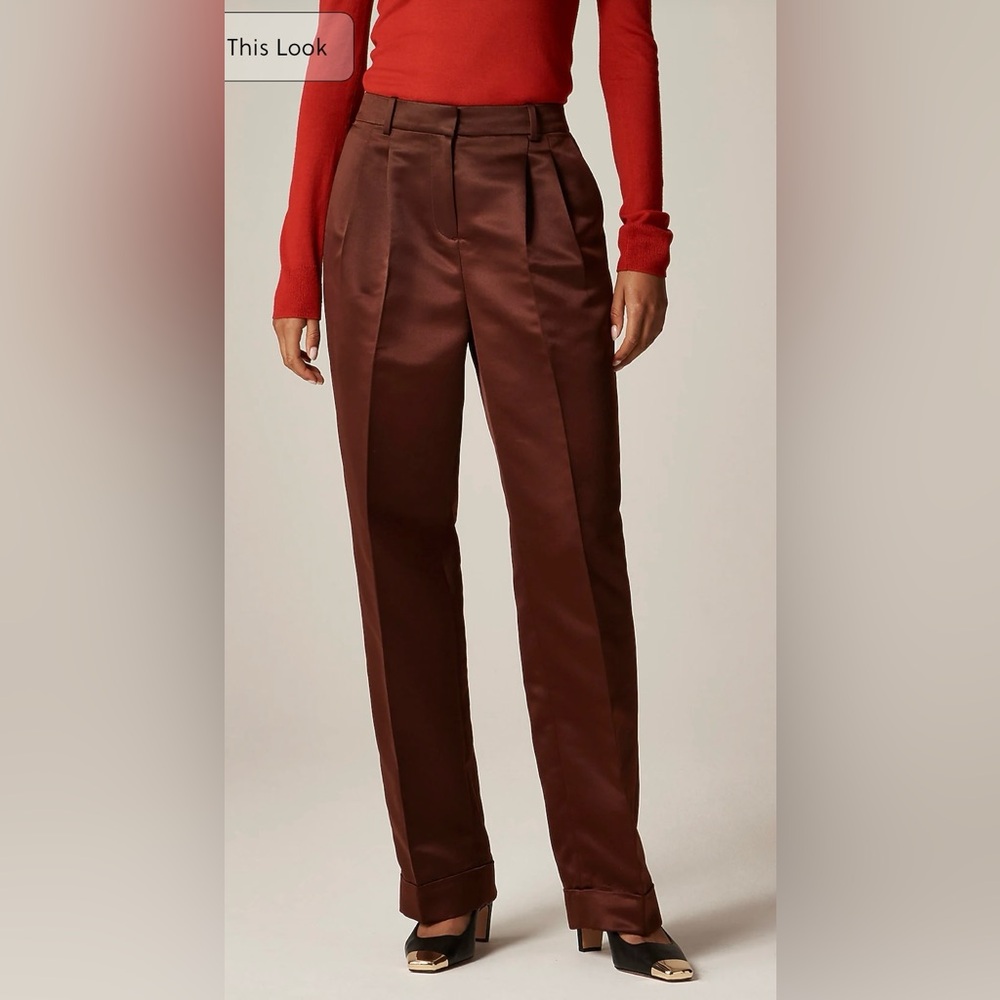 J.Crew NWOT Wide-leg pleated pant in duchesse satin in French press